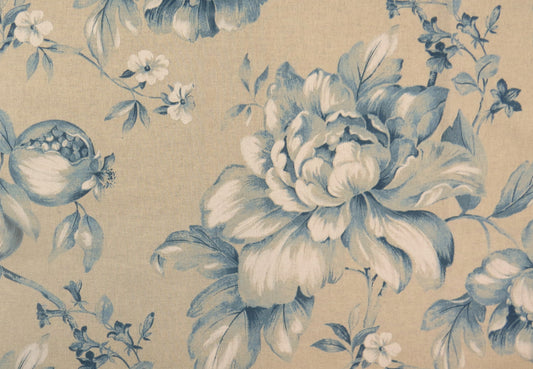 Clarkstone Country Cottage Blue Cotton Upholstery Fabric - Soft Options upholstery trim