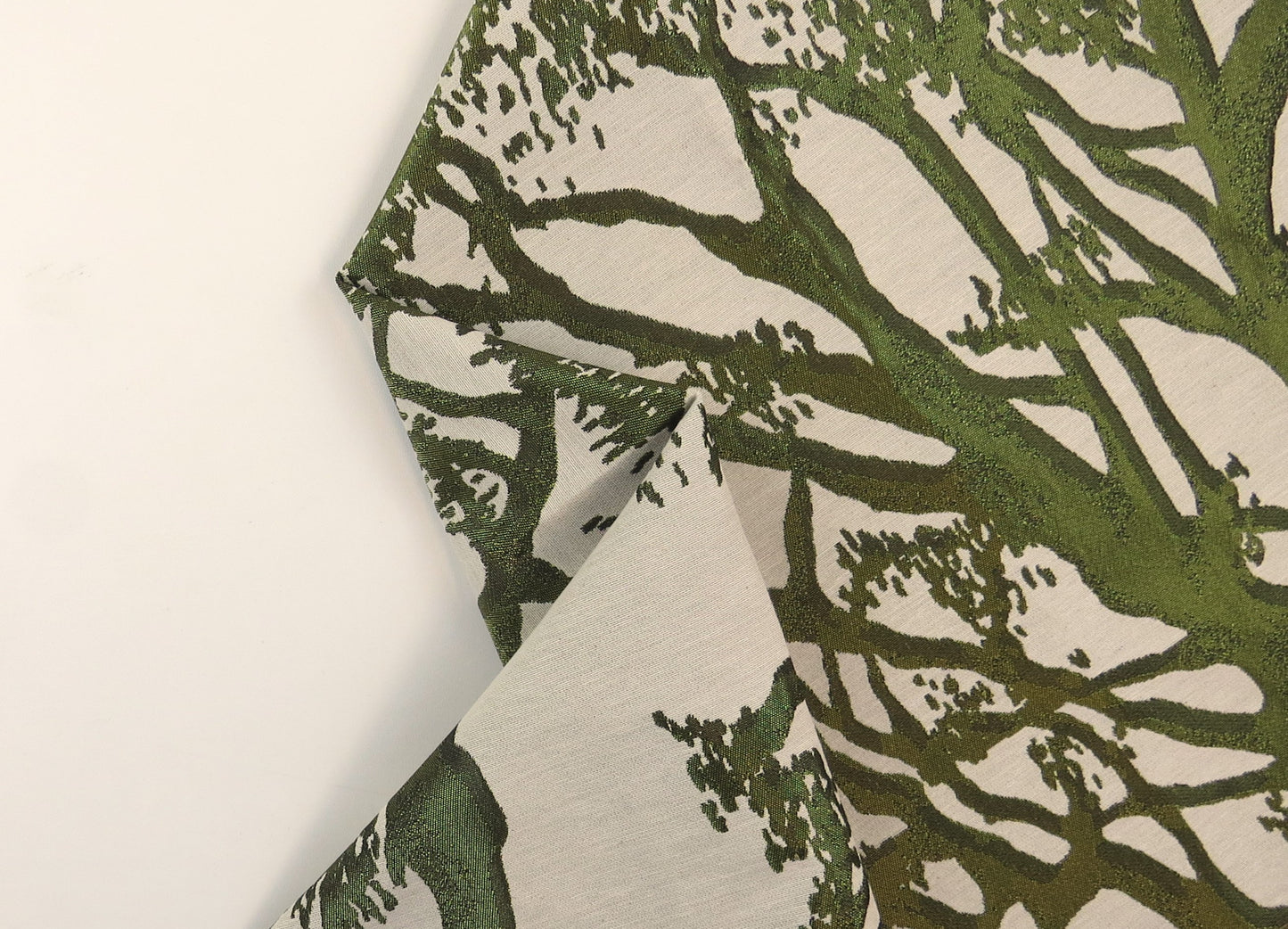 Metallic Birch Dark Green Brocade Upholstery Fabric
