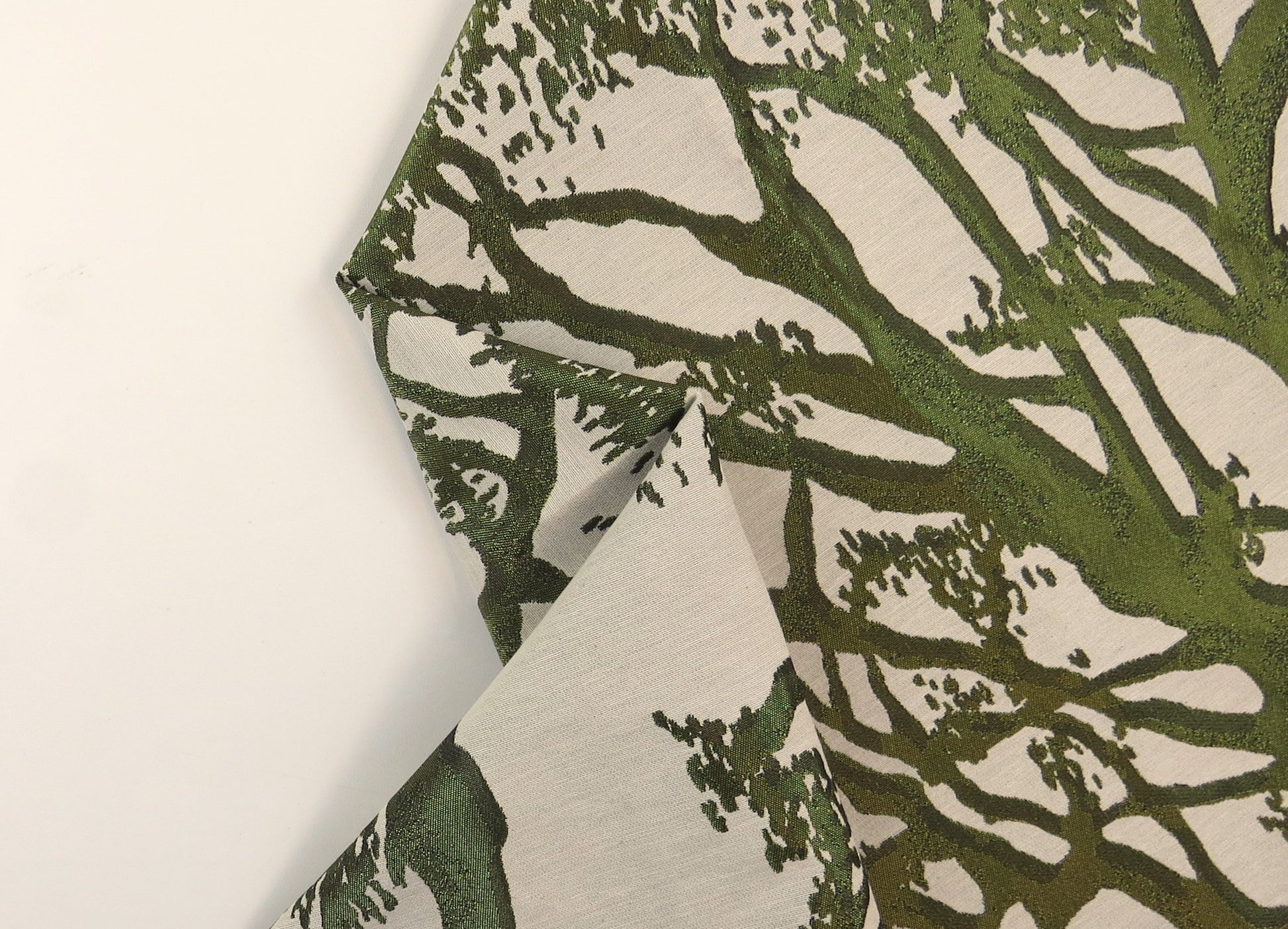Metallic Birch Dark Green Brocade Upholstery Fabric