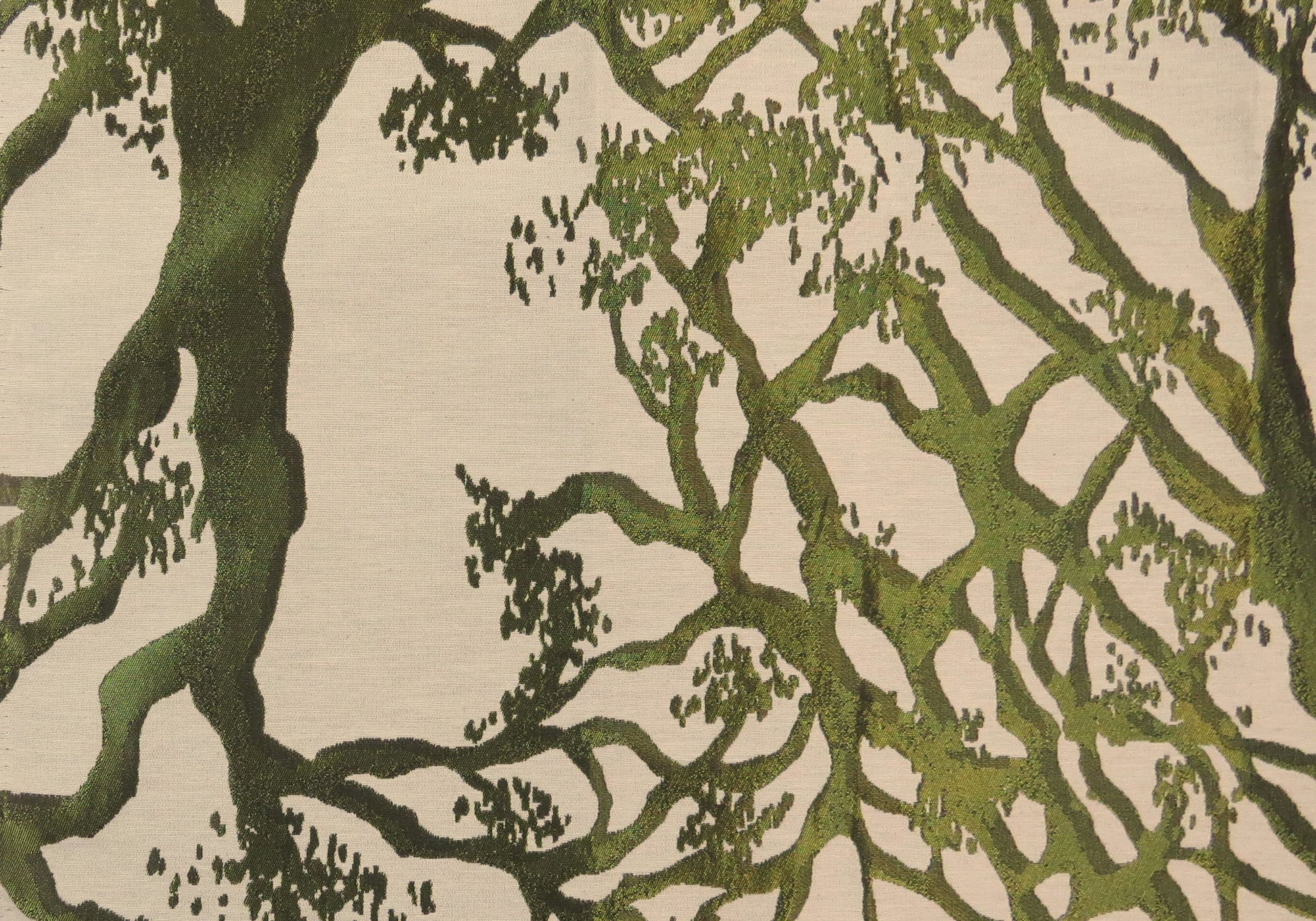Metallic Birch Dark Green Brocade Upholstery Fabric