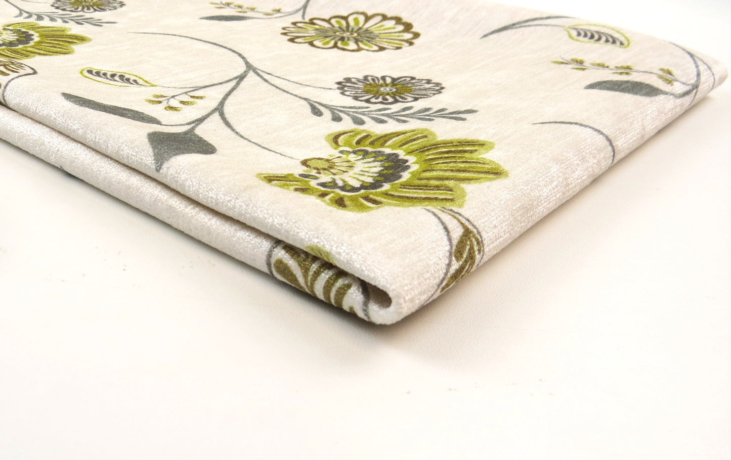 Cascade Green Floral Velvet Upholstery Fabric