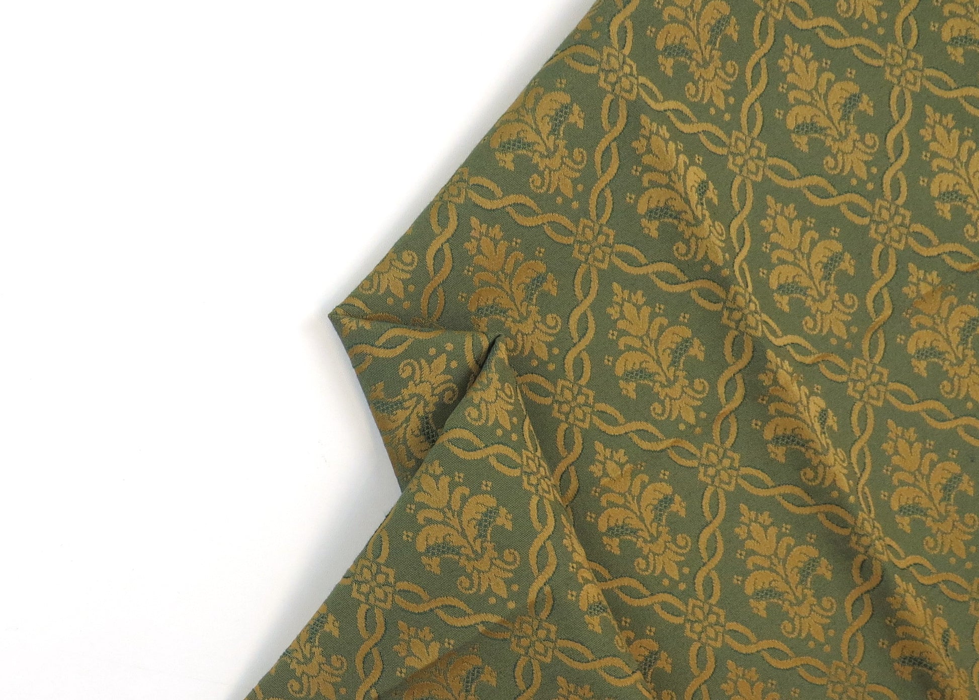 Aintree Cedar Green Brocade Upholstery Fabric