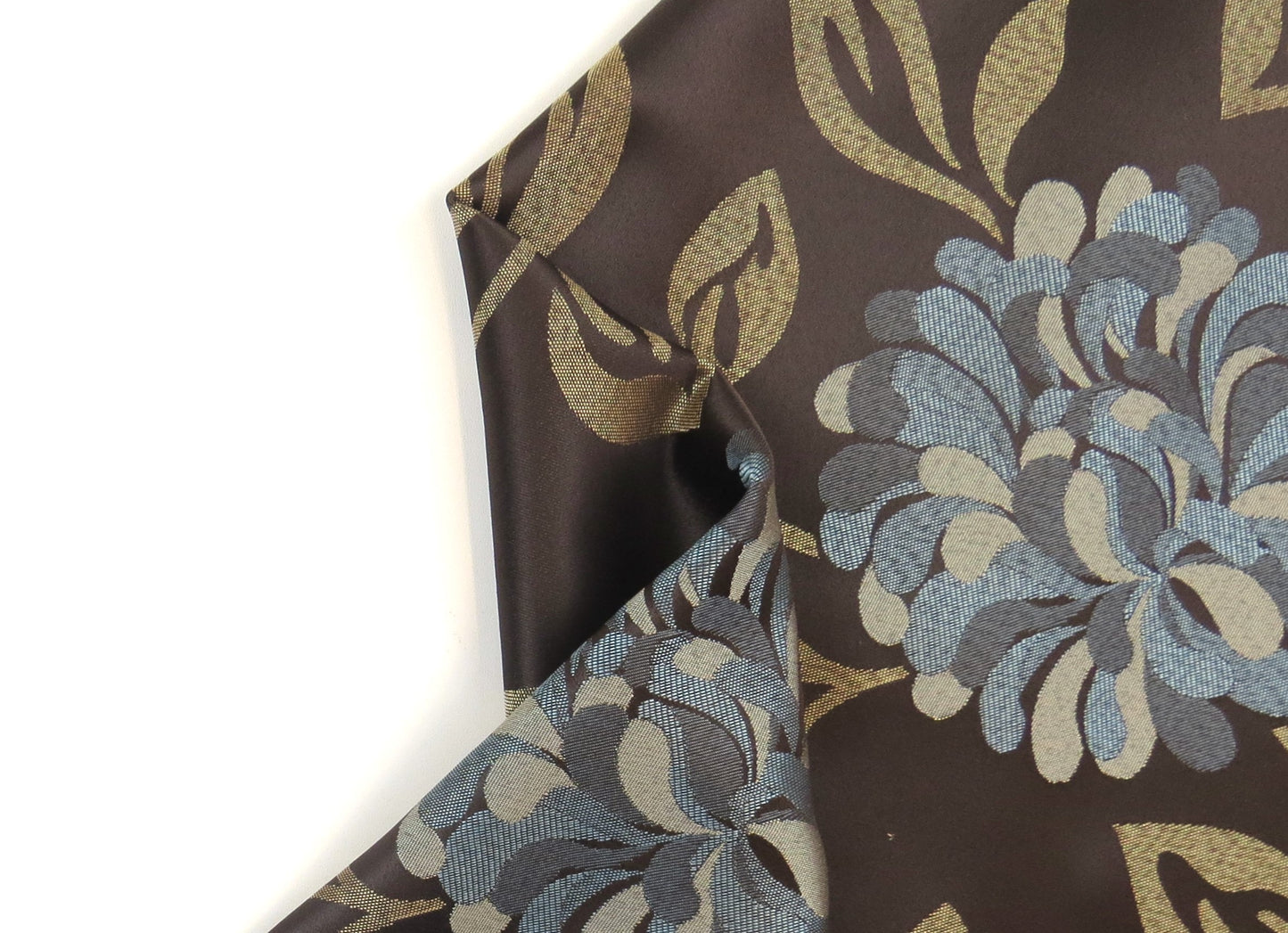 Barley Satin Teal Brocade Upholstery Fabric