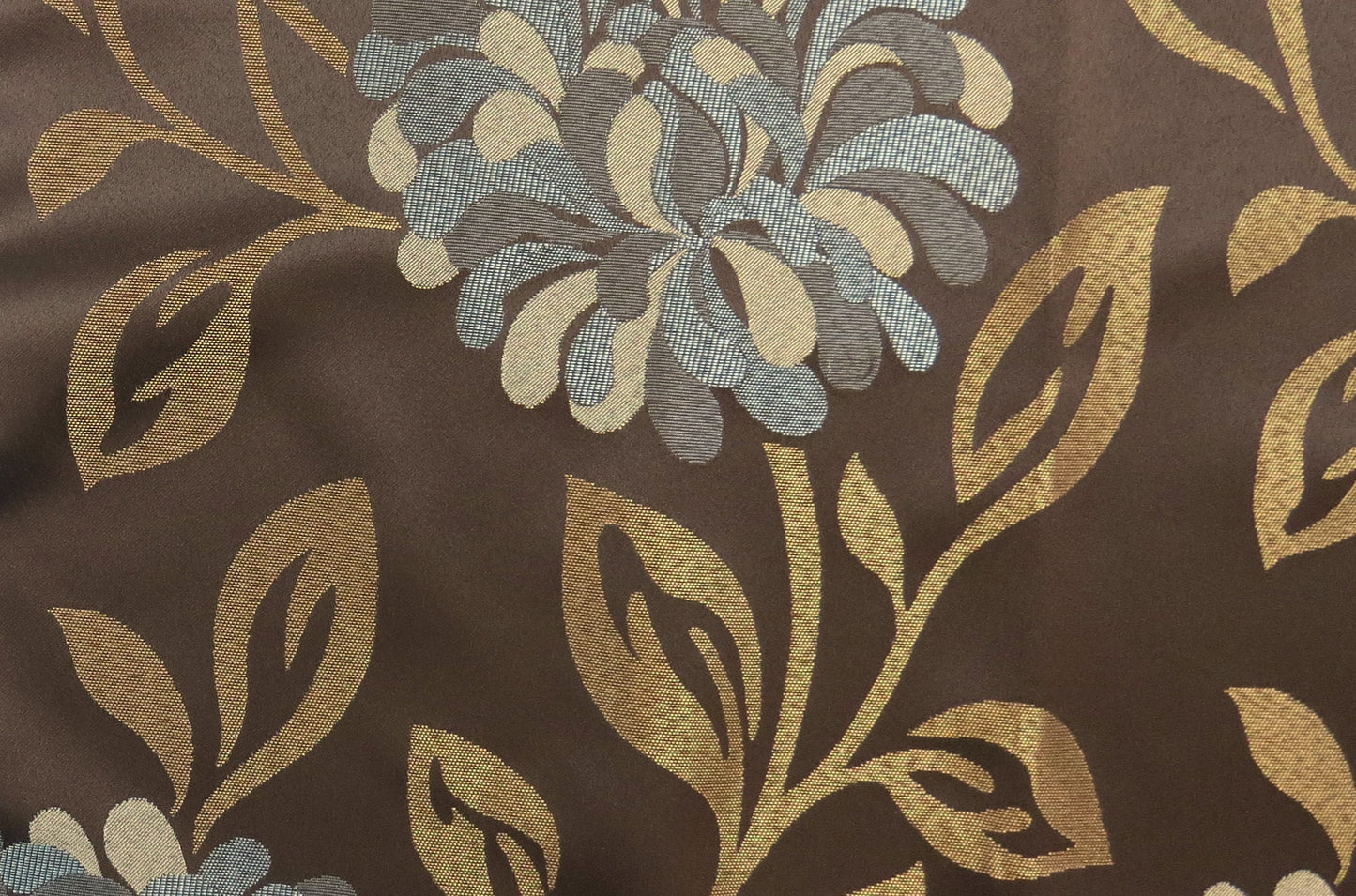 Barley Satin Teal Brocade Upholstery Fabric