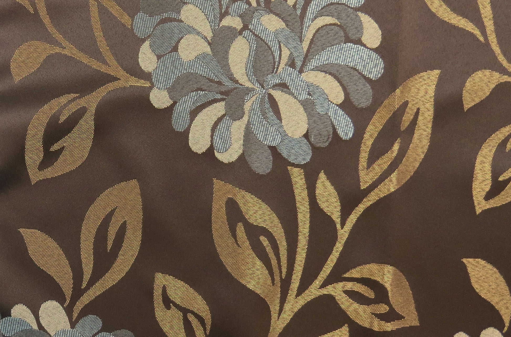 Barley Satin Teal Brocade Upholstery Fabric