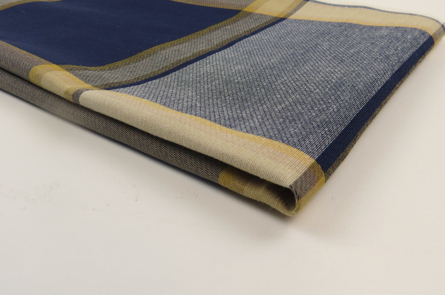 Borders Blue Tartan Linen Upholstery Fabric