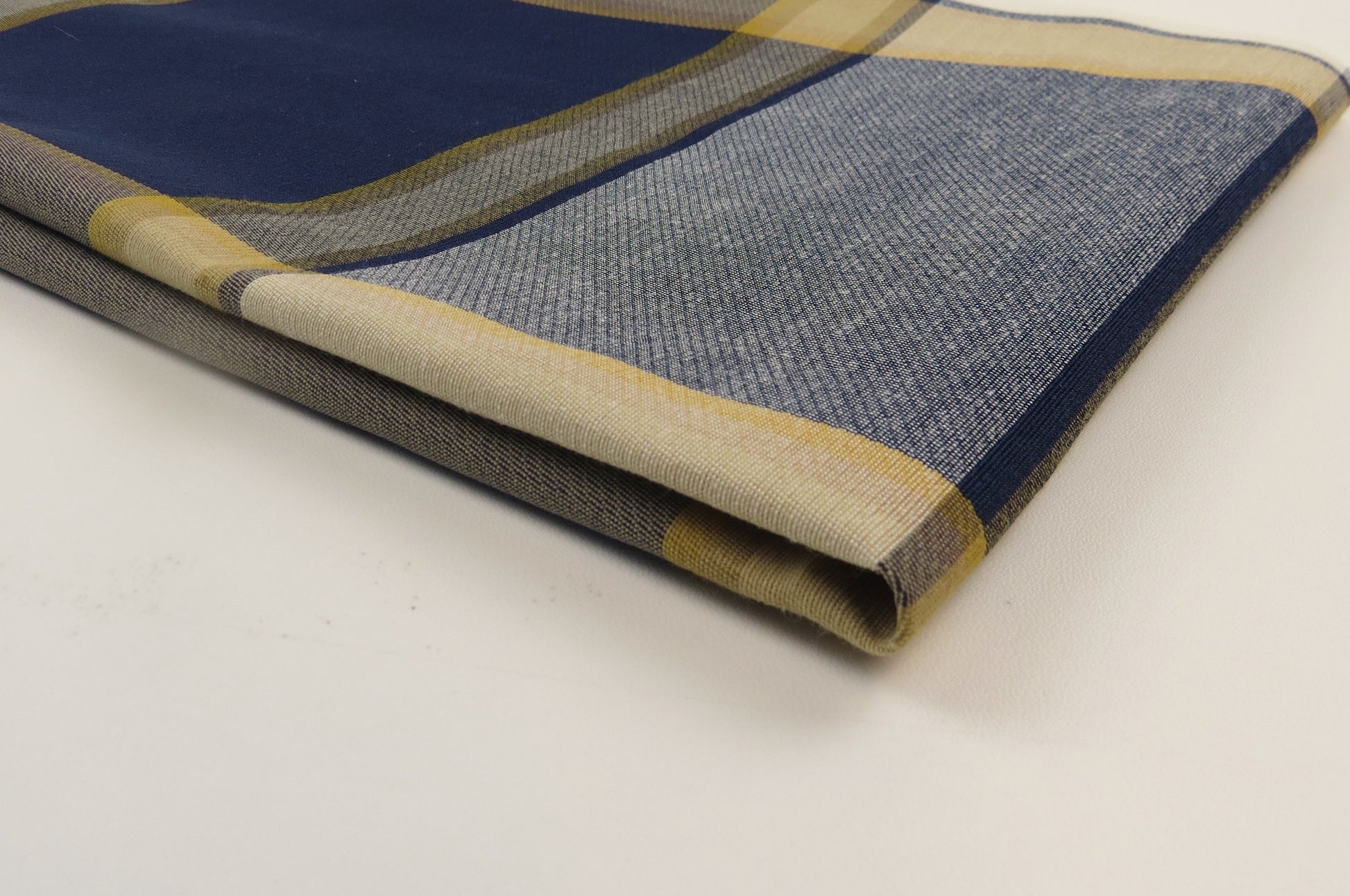 Borders Blue Tartan Linen Upholstery Fabric