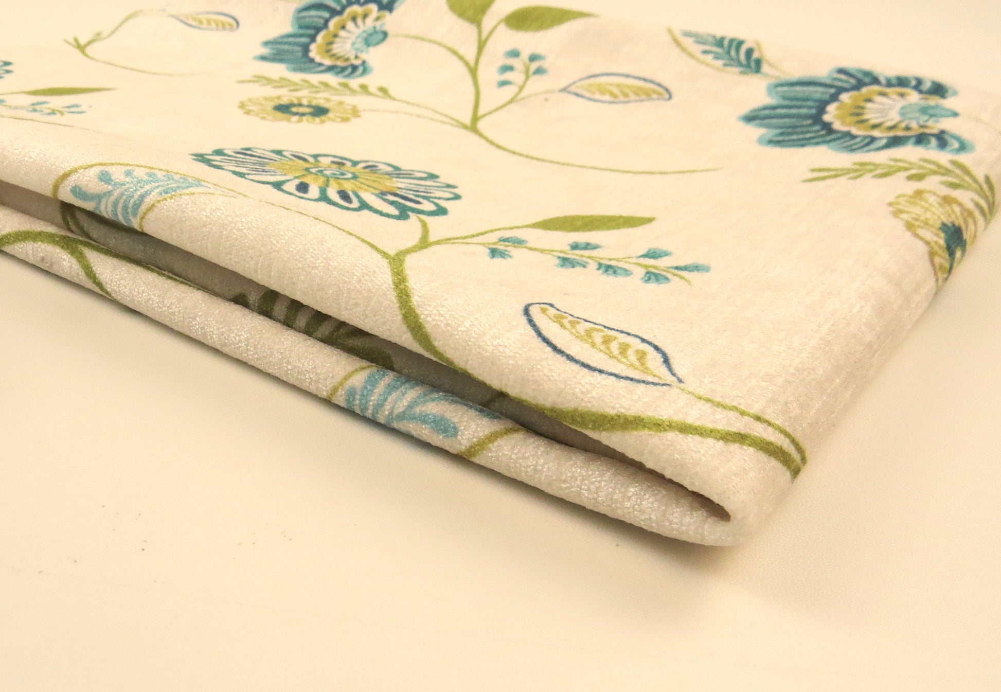 Cascade Teal Floral Chenille Upholstery Fabric