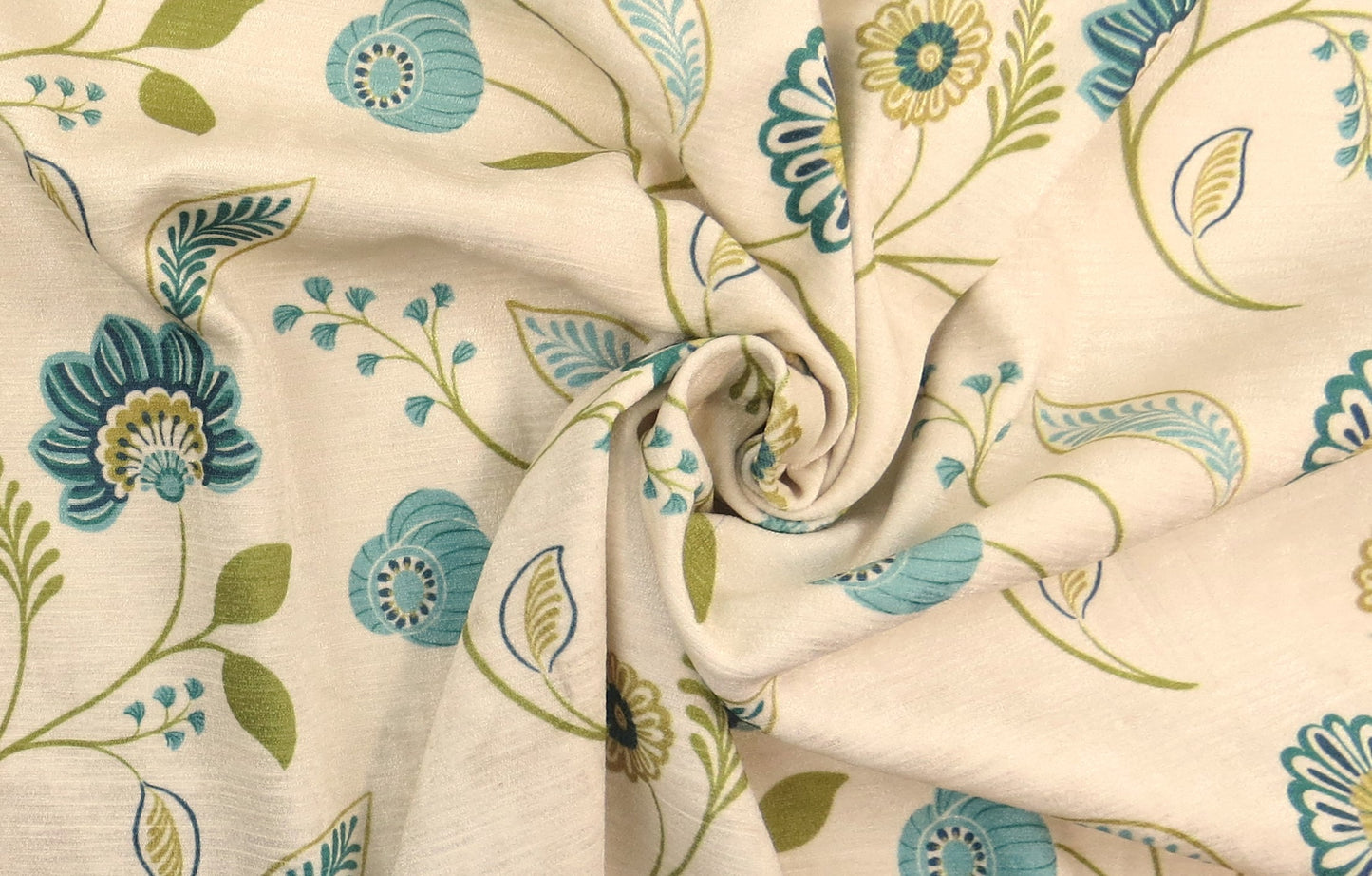 Cascade Teal Floral Chenille Upholstery Fabric - Soft Options upholstery trim