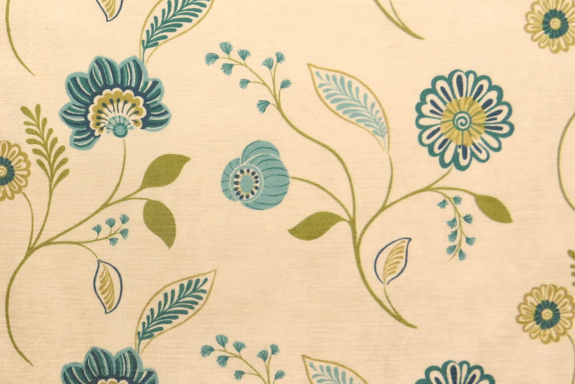 Cascade Teal Floral Chenille Upholstery Fabric