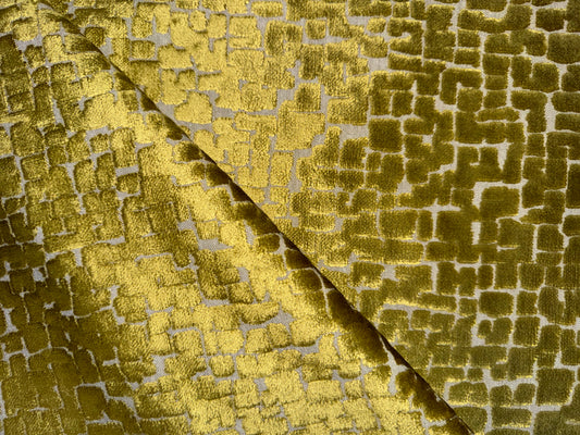 Brentwood Lime Crazy Brick Sculptured Velvet Upholstery Fabric