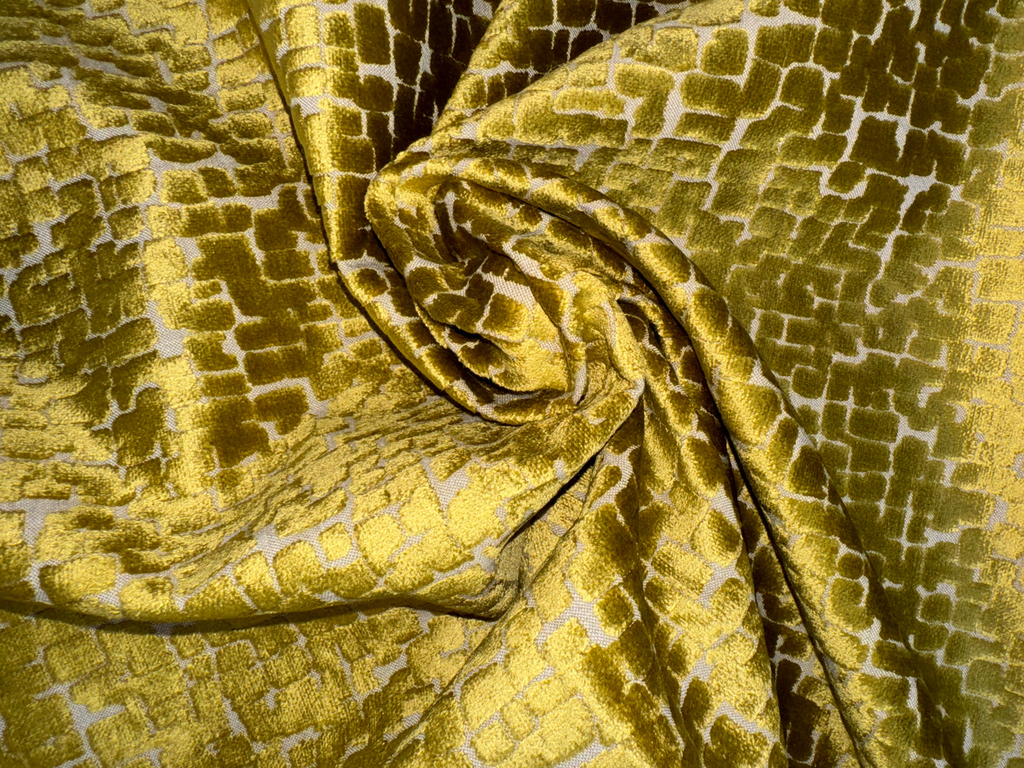 Brentwood Lime Crazy Brick Sculptured Velvet Upholstery Fabric - Soft Options upholstery trim