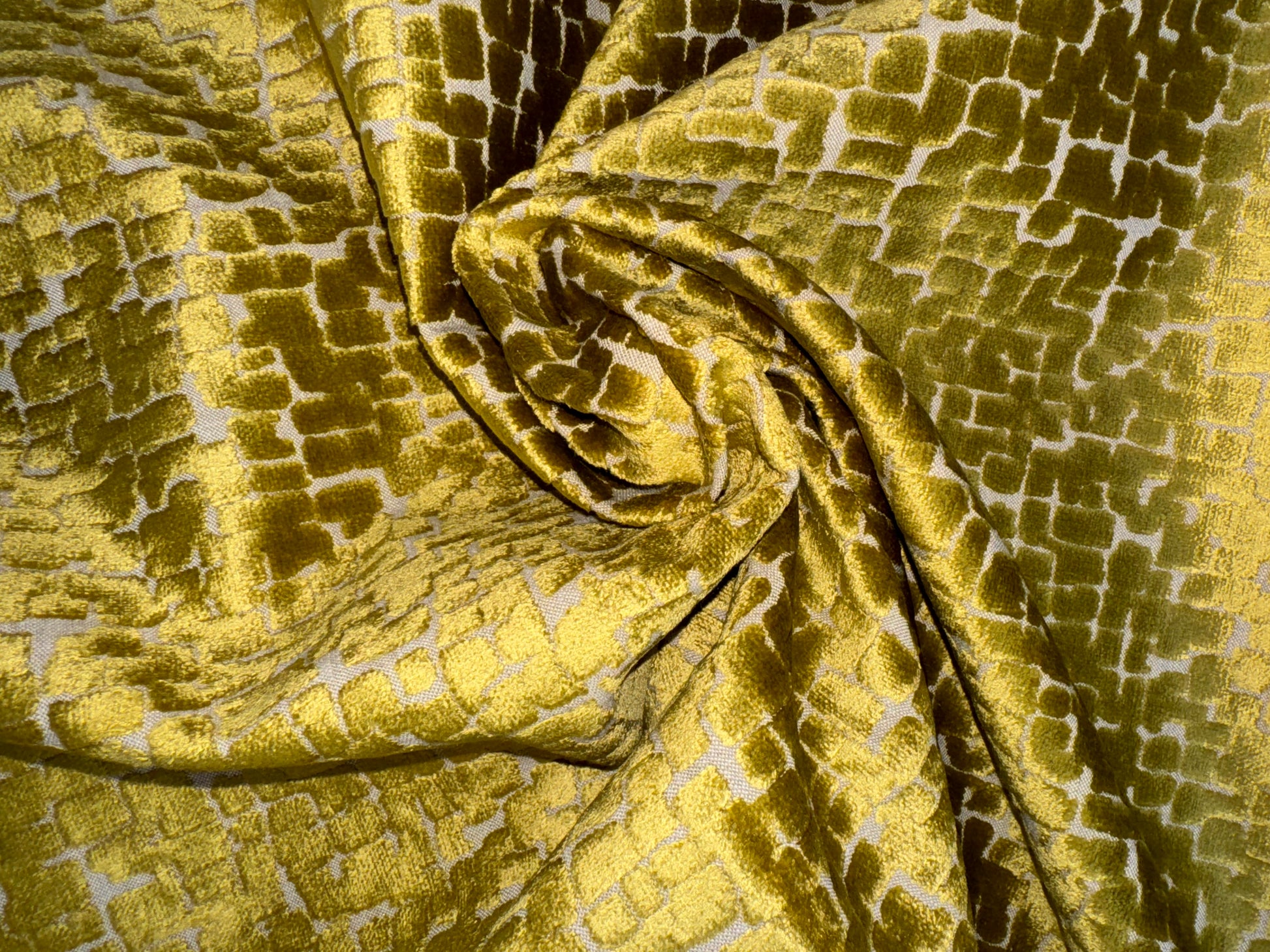 Brentwood Lime Crazy Brick Sculptured Velvet Upholstery Fabric