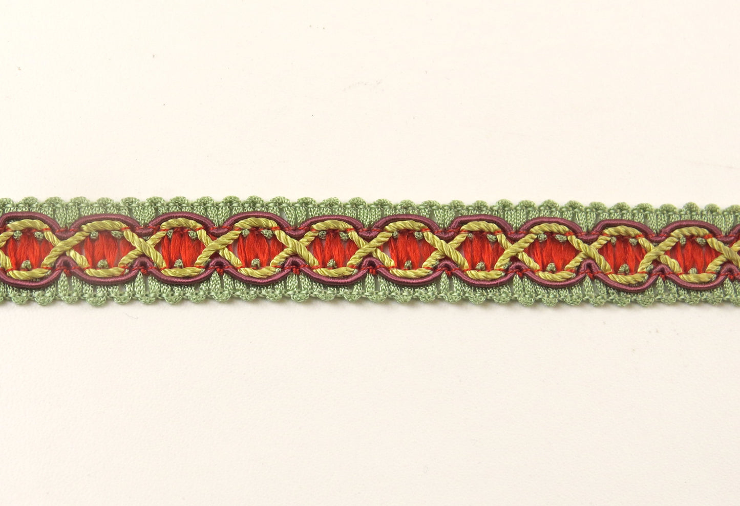 Upholstery Braid Trim - Green / Yellow / Orange - Soft Options upholstery trim