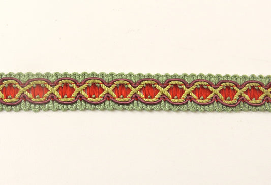 Upholstery Braid Trim - Green / Yellow / Orange - Soft Options upholstery trim