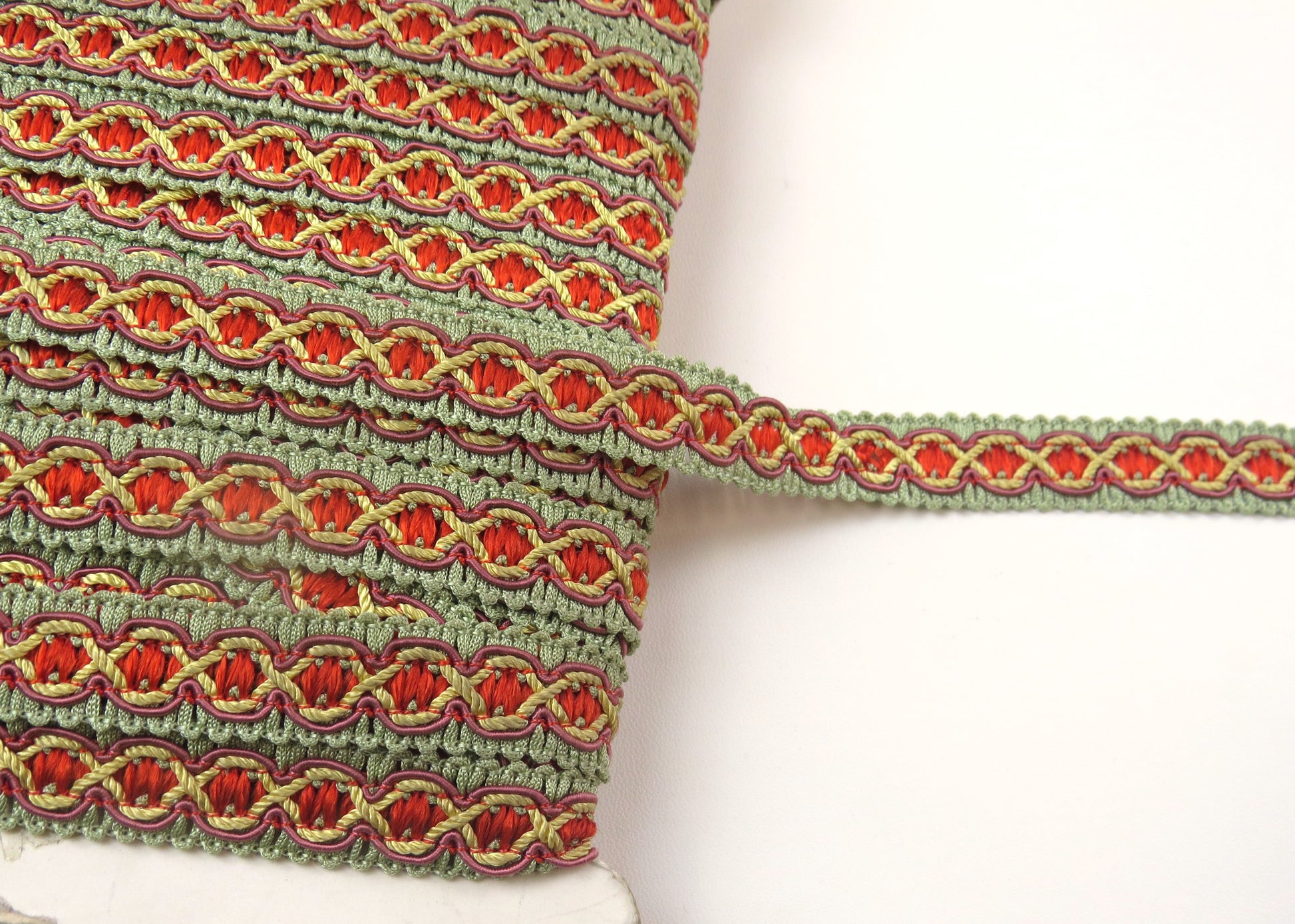 Upholstery Braid Trim - Green / Yellow / Orange