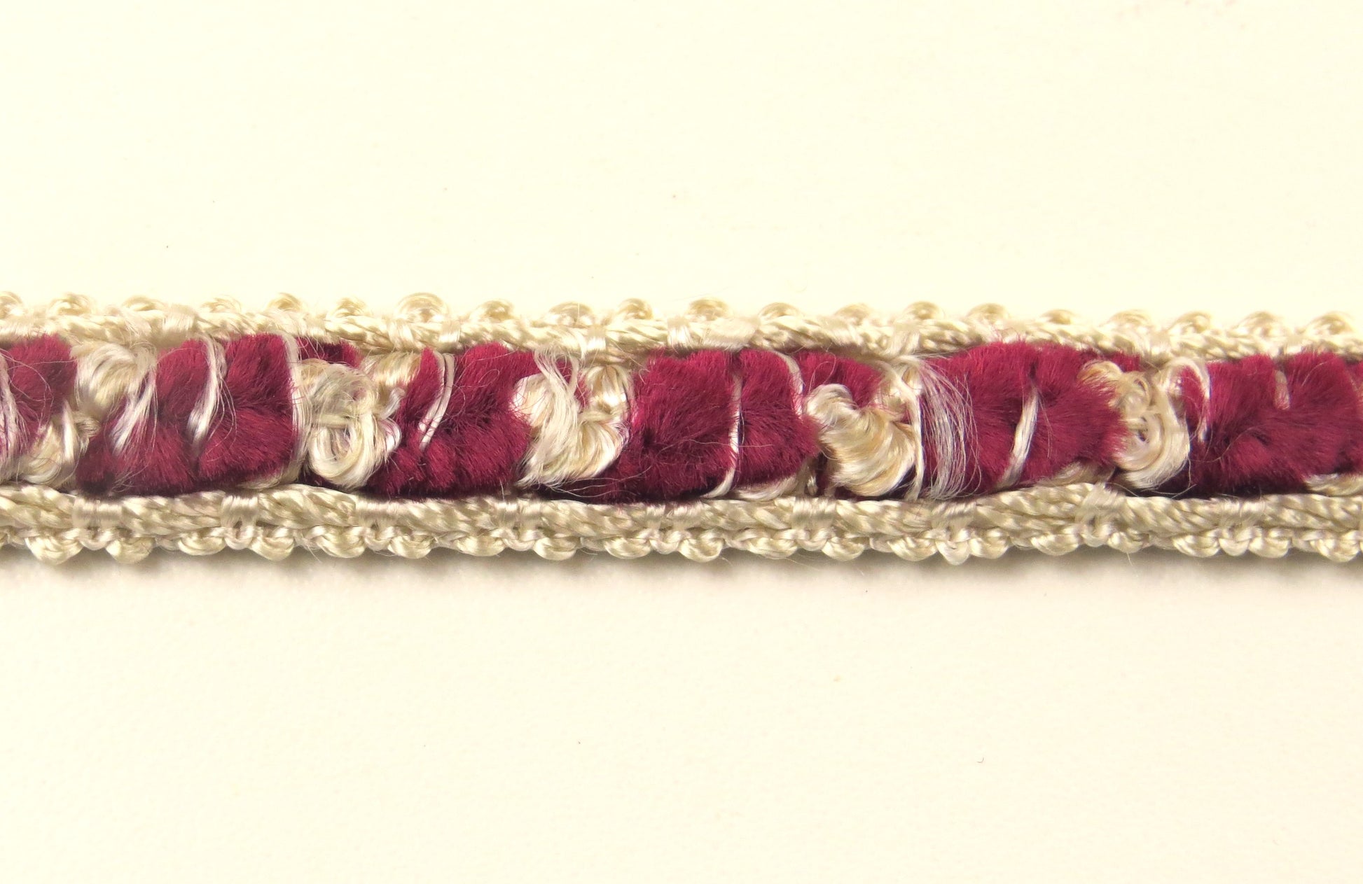 Upholstery Braid Trim - Wine And Cream
