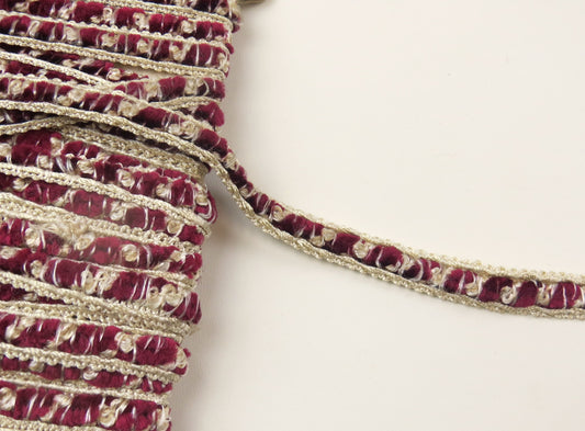 Upholstery Braid Trim - Wine And Cream