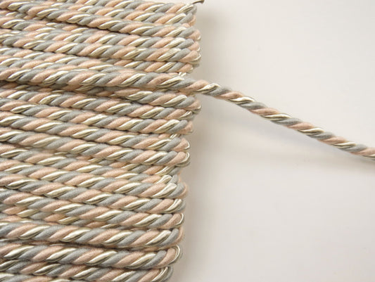 Upholstery Piping Cord - Pink Cream And Grey - Soft Options upholstery trim