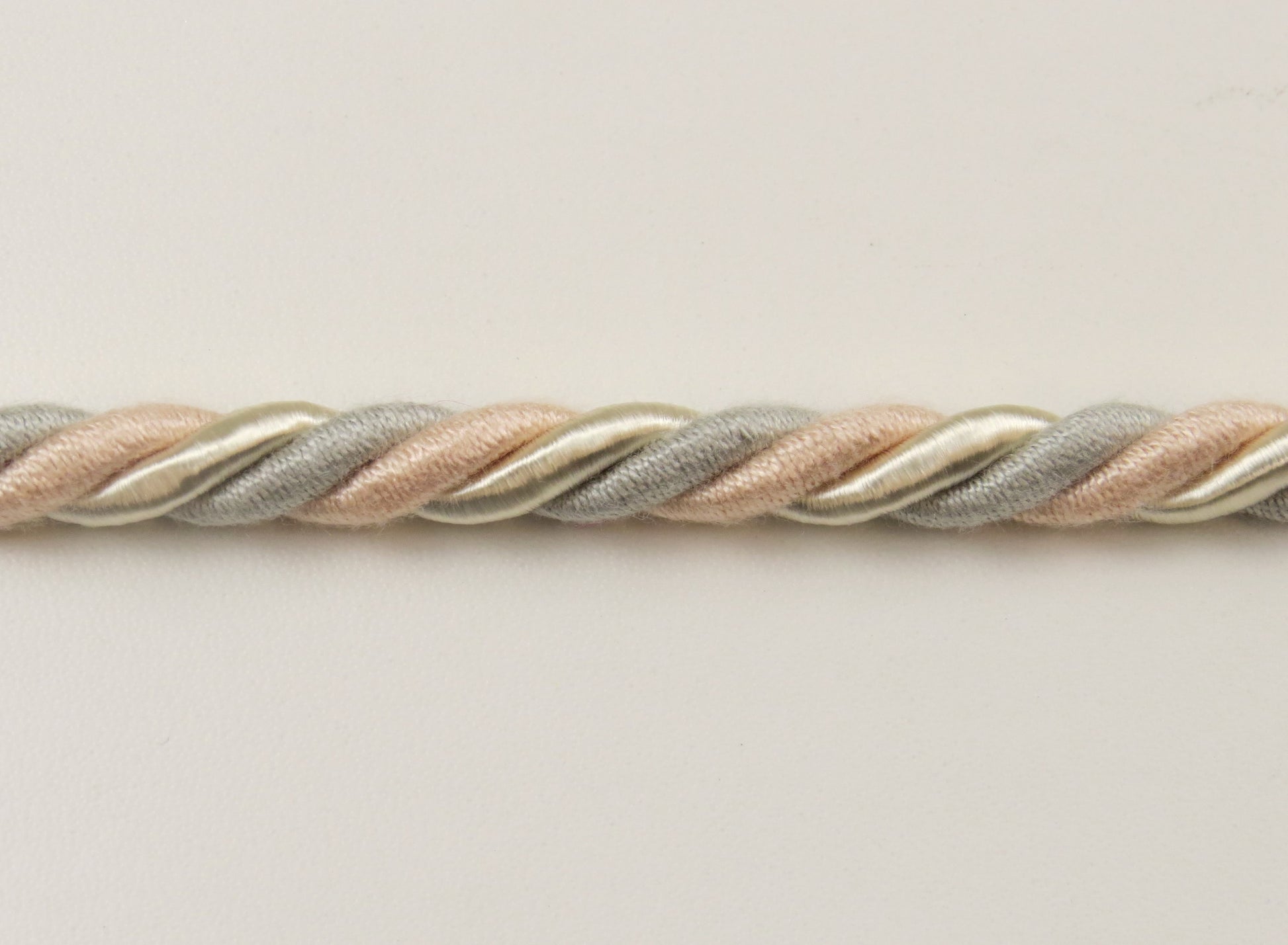 Upholstery Piping Cord - Pink Cream And Grey