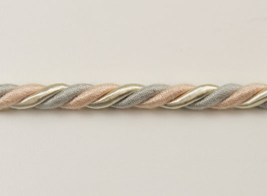 Upholstery Piping Cord - Pink Cream And Grey
