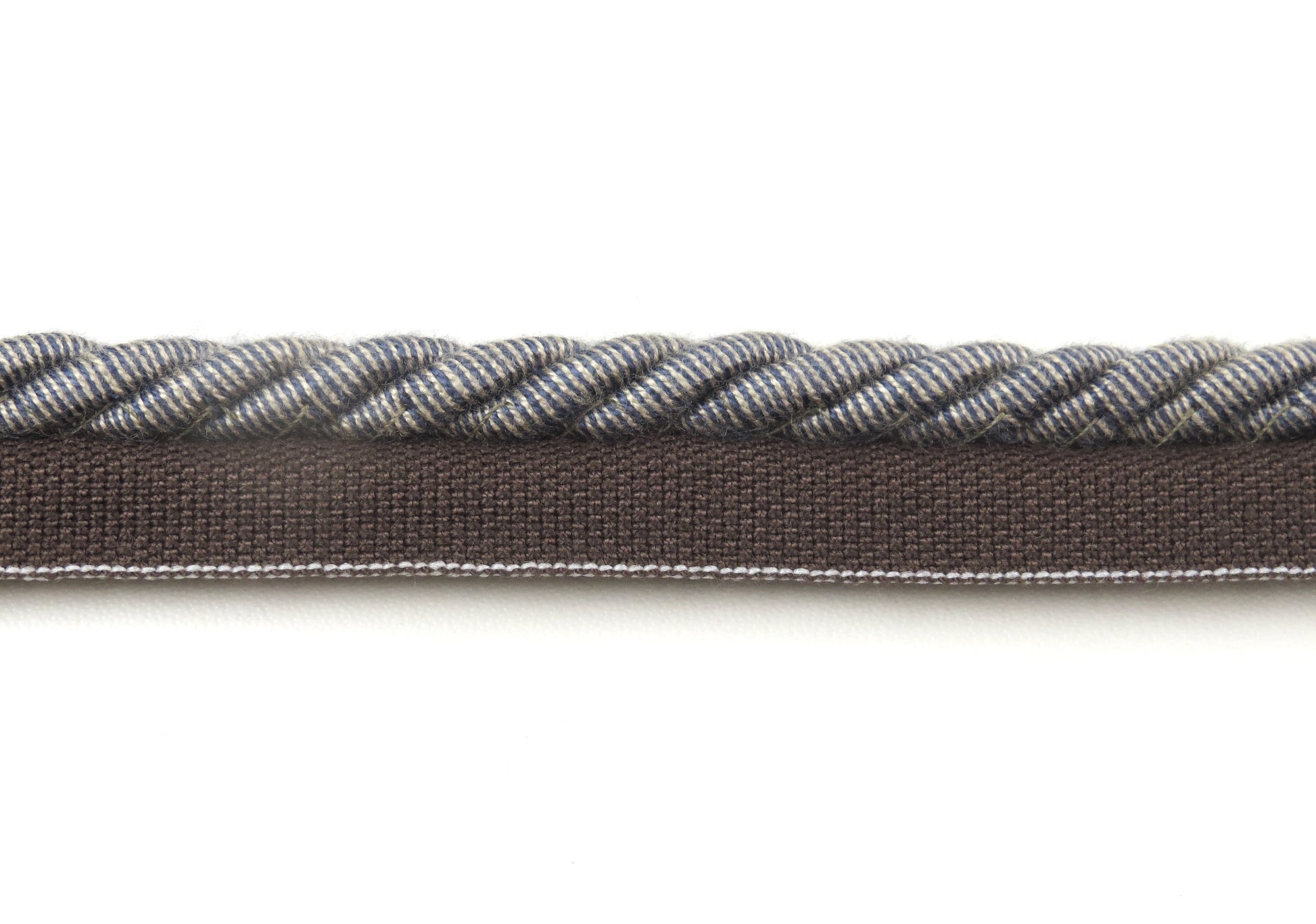 Upholstery Flanged Cord - Blue And Cream