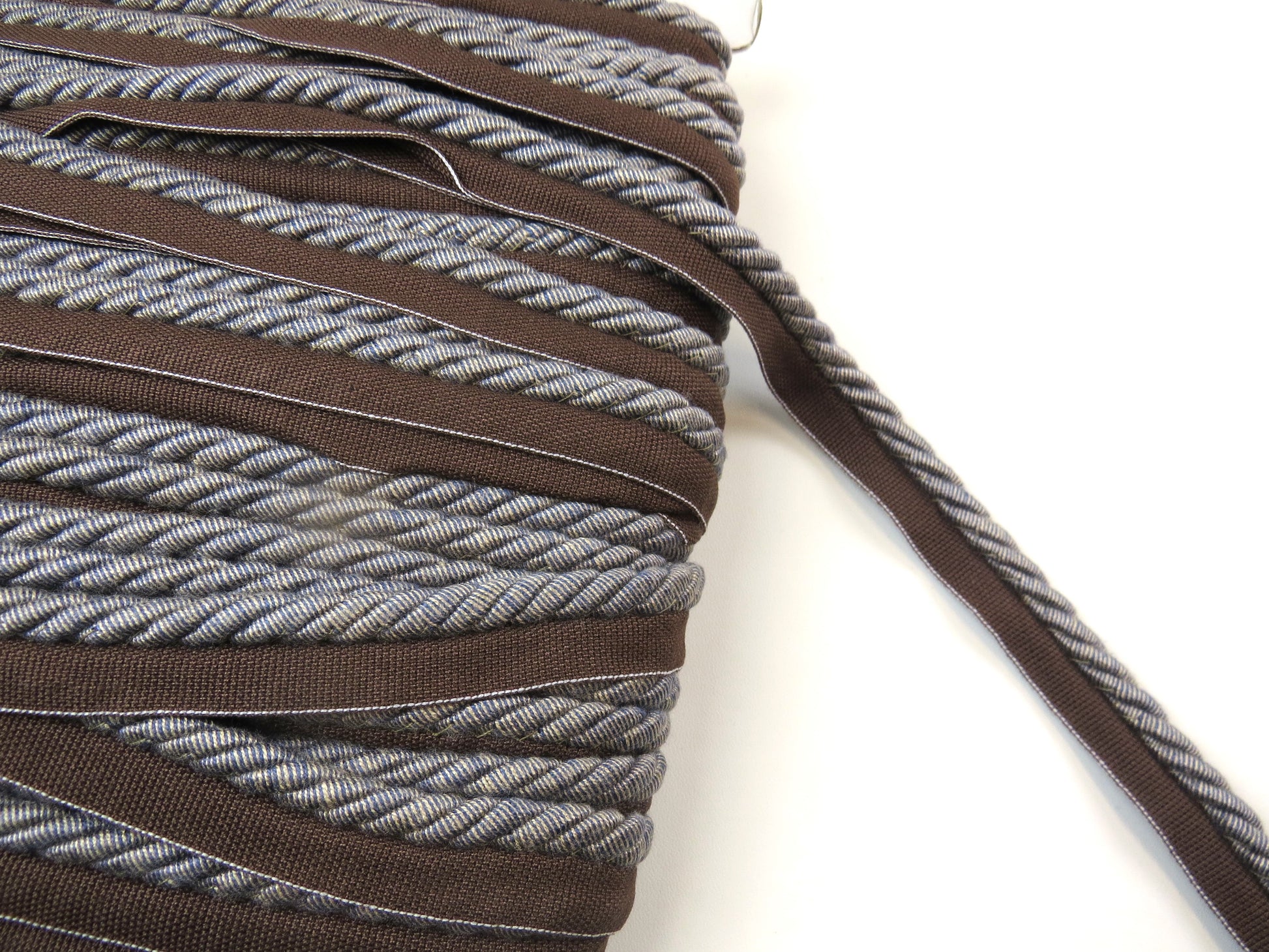 Upholstery Flanged Cord - Blue And Cream