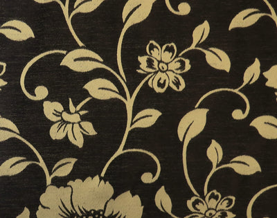 Dark Brown And Gold Floral Brocade Upholstery Fabric - Soft Options upholstery trim
