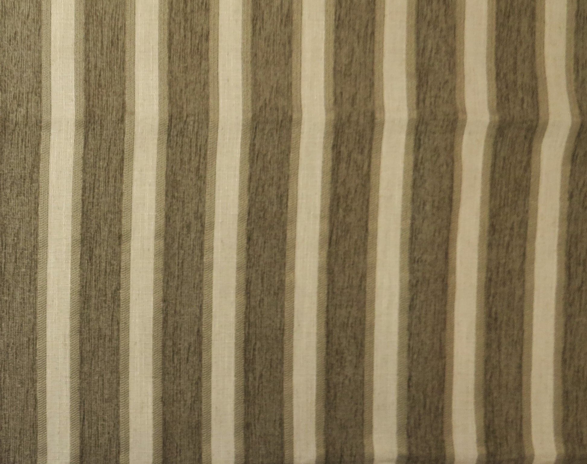 Mink And Cream Stripe Chenille Upholstery Fabric