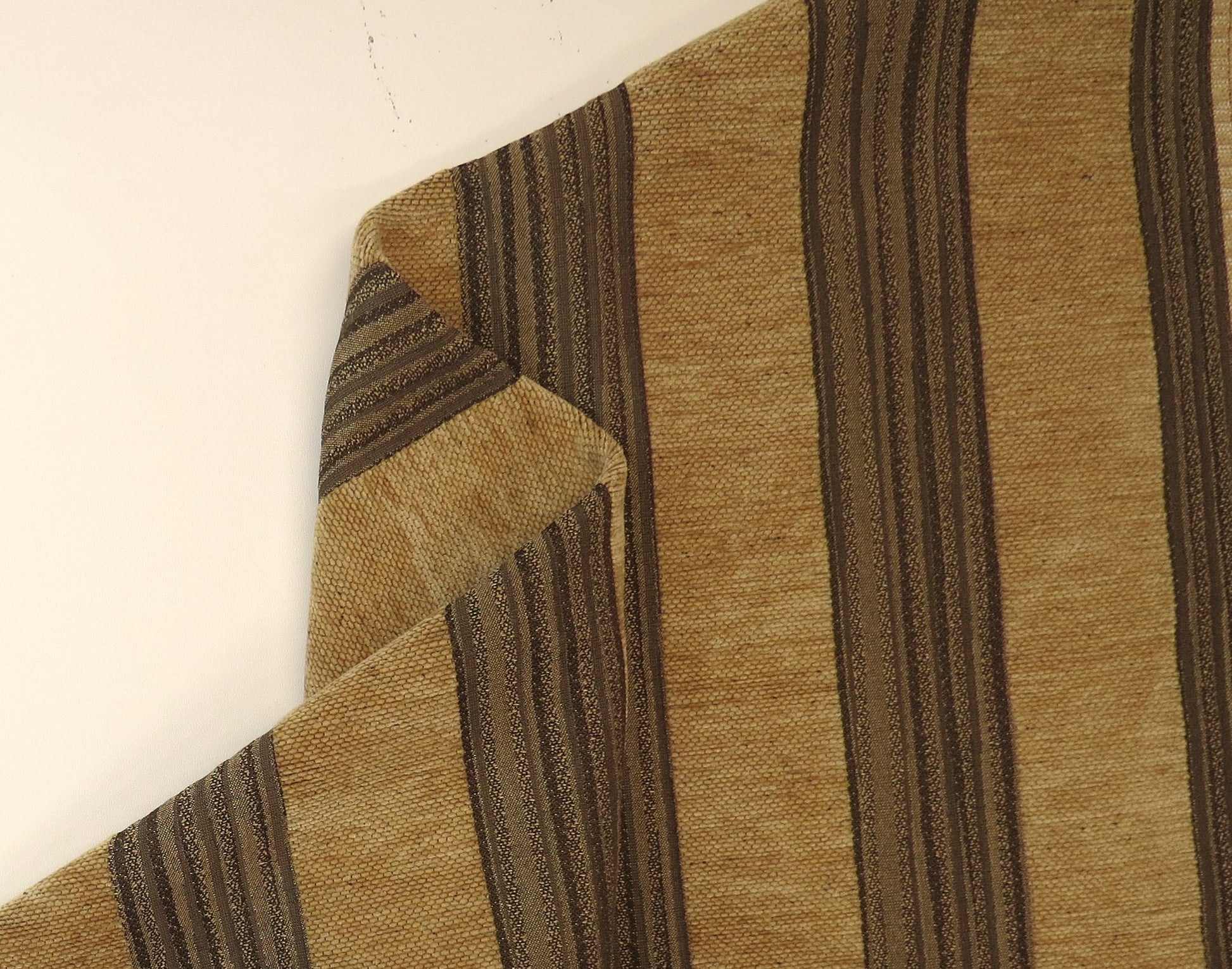 Golden Brown Striped Chenille Upholstery Fabric