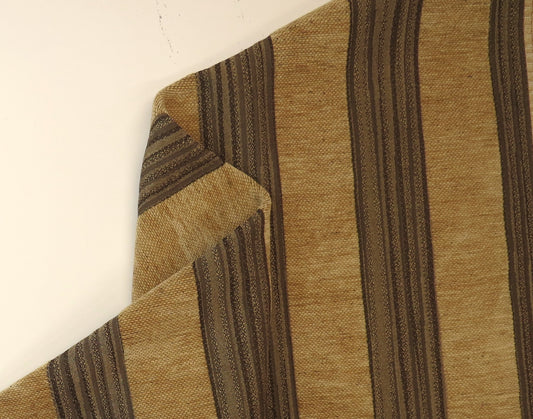 Golden Brown Striped Chenille Upholstery Fabric