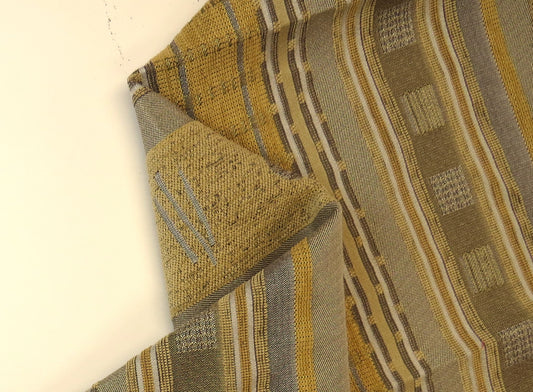 Modern Mixed Brown Stripe Chenille Upholstery Fabric - Soft Options upholstery trim