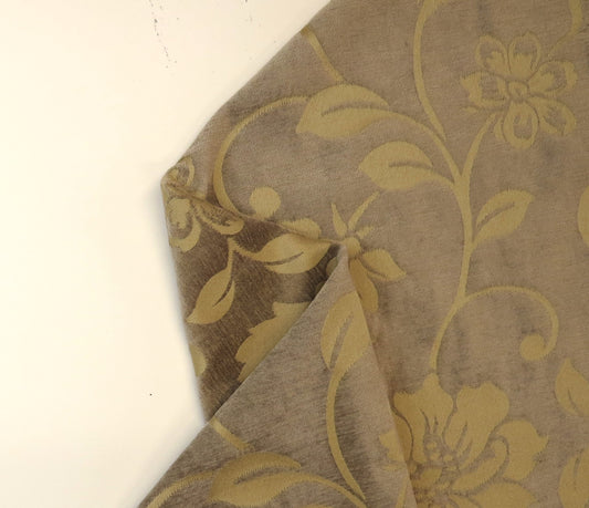 Fawn Floral Brocade Upholstery Fabric