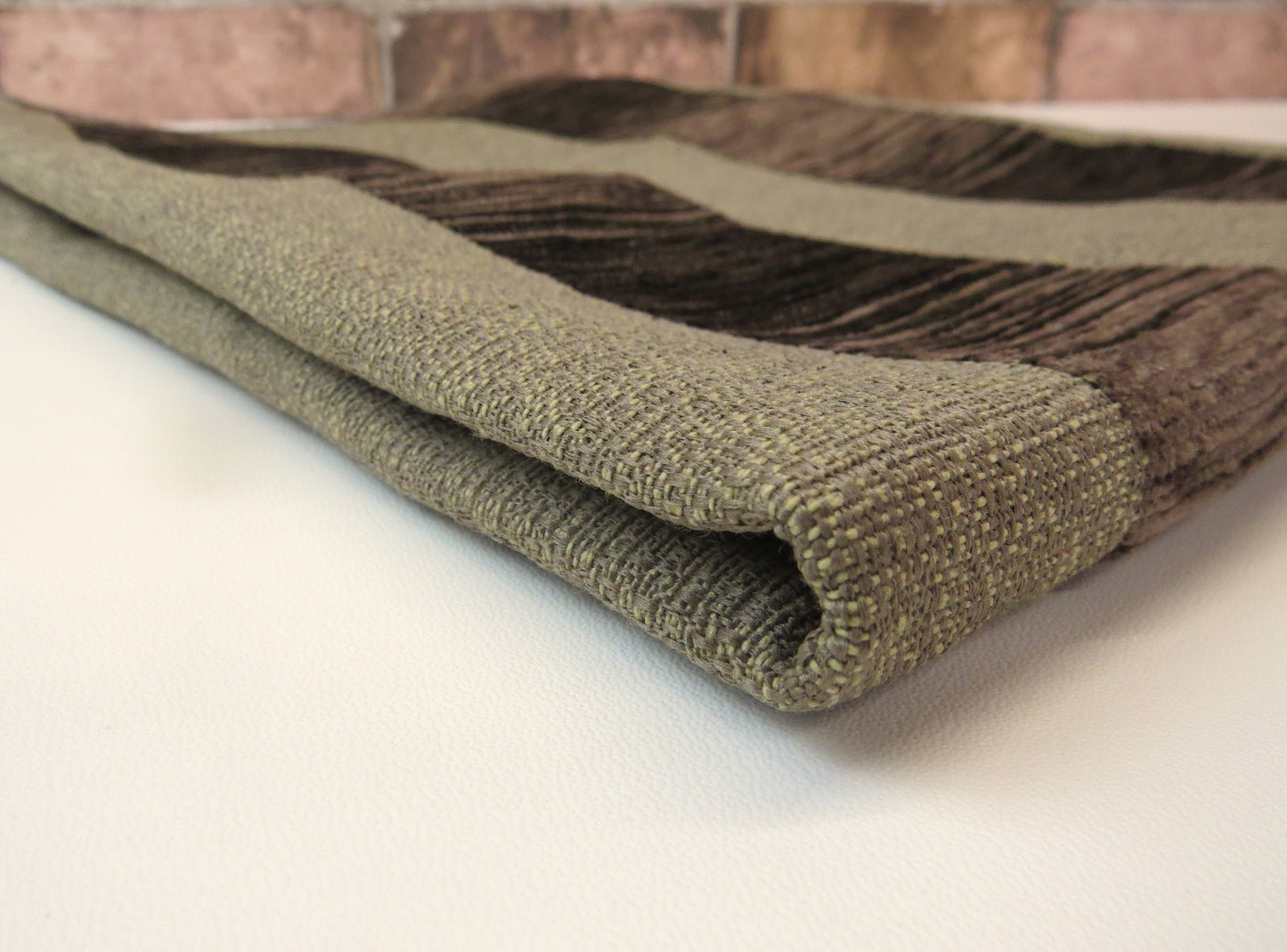 Medium Brown Striped Chenille Upholstery Fabric