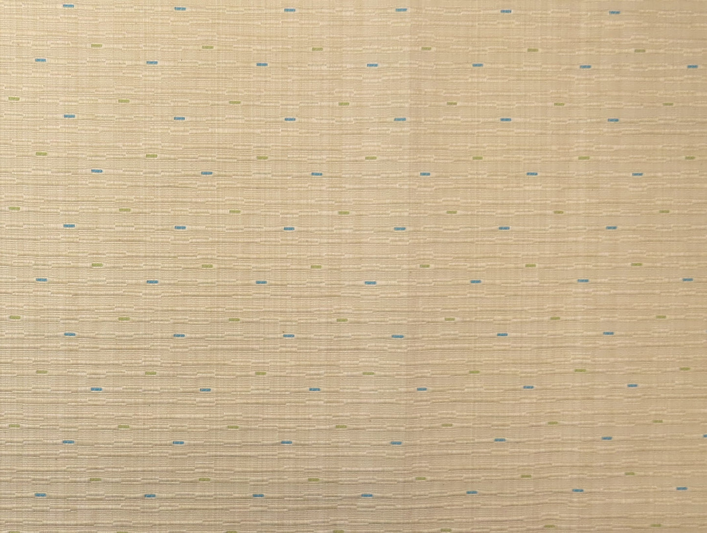 Cream, Blue And Green Ribbed Brocade Upholstery Fabric