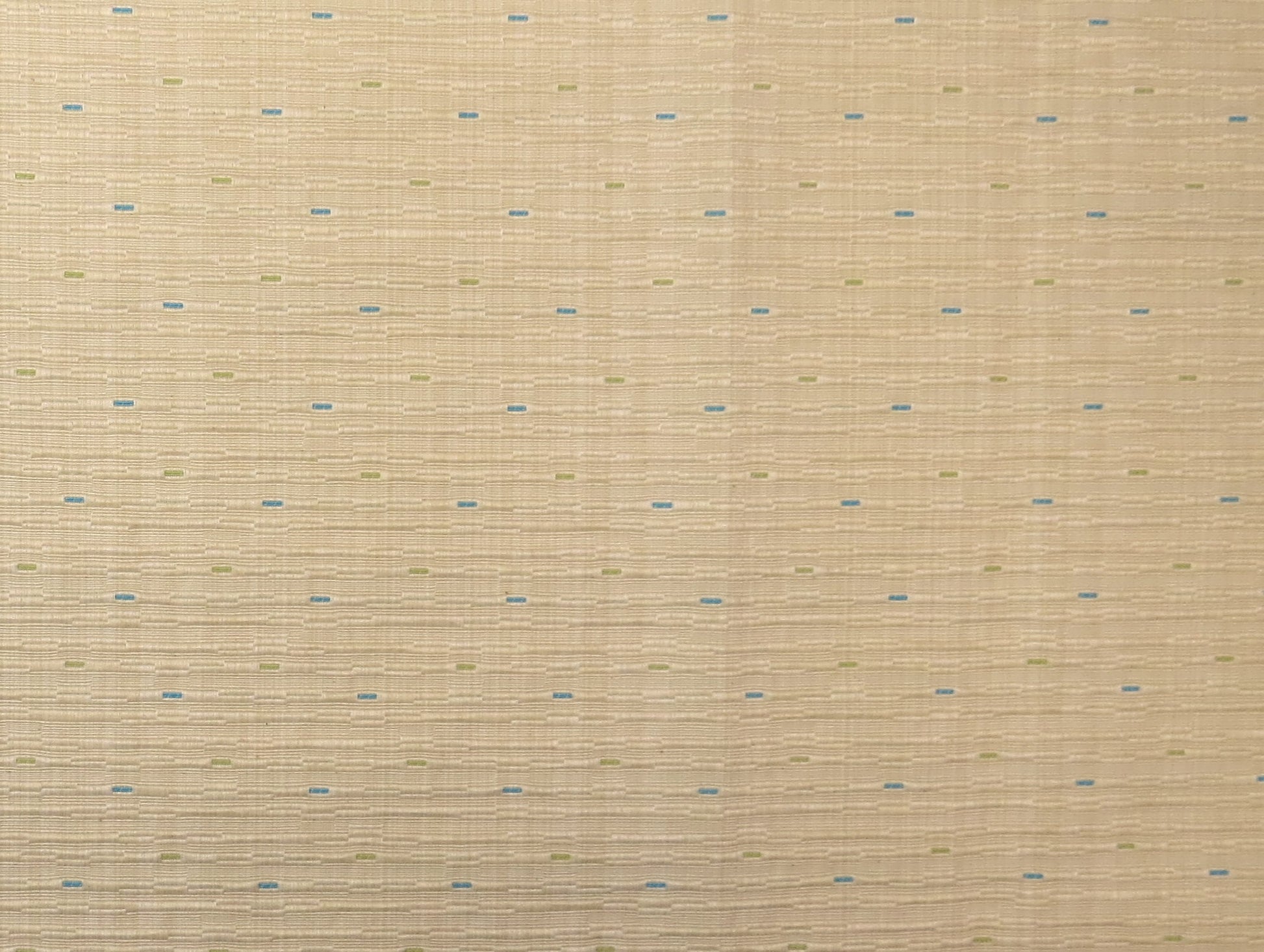 Cream, Blue And Green Ribbed Brocade Upholstery Fabric