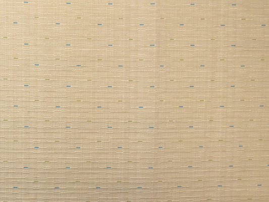 Cream, Blue And Green Ribbed Brocade Upholstery Fabric