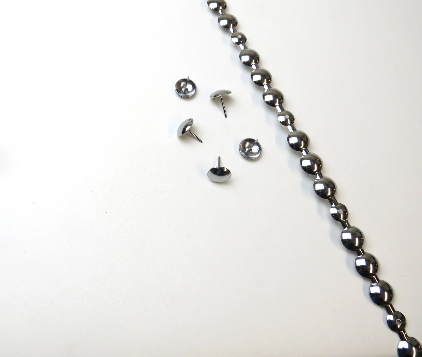 15Mm Silver Decorative Stud Strip + 25 Studs - Soft Options upholstery trim